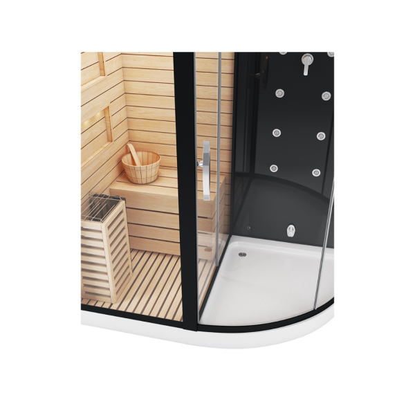 Душевая кабина с сауной Cerutti SPA Lugano Nero L Black CT8343 180x110 фото