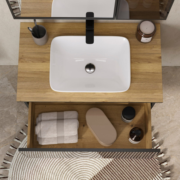 Тумба под накладную раковину EQUIL Strong 80 tpSTRONG80.1Y-35.36 дуб черный/дуб эвок фото