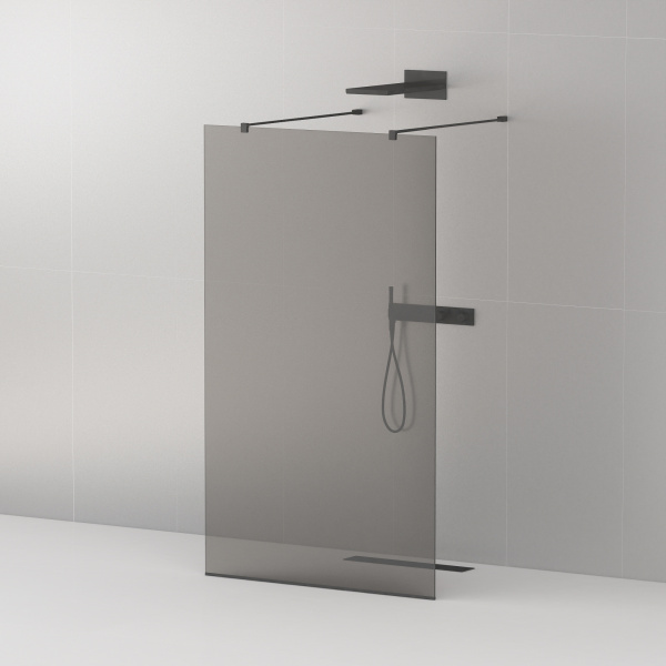 Душевая перегородка Cezares Liberta LIBERTA-L-2-100-120-GR-NERO стекло графит, профиль черный фото