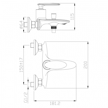 Смеситель для ванны с душем Rossinka RS 30 RS30-31 фото