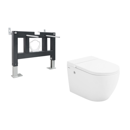 Подвесной унитаз с импульсным смывом Abber Bequem AC1108P с инсталляцией AC0101P фото