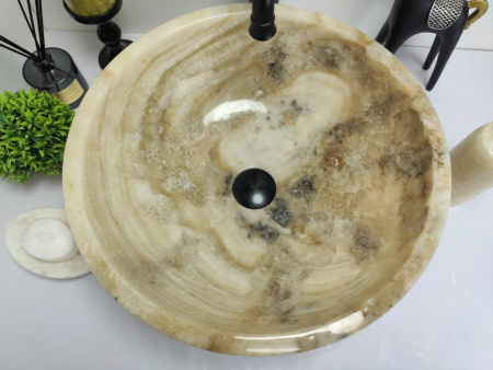 Накладная раковина из оникса Indo Bowl Yellow Medium TinLip BO-00500 фото