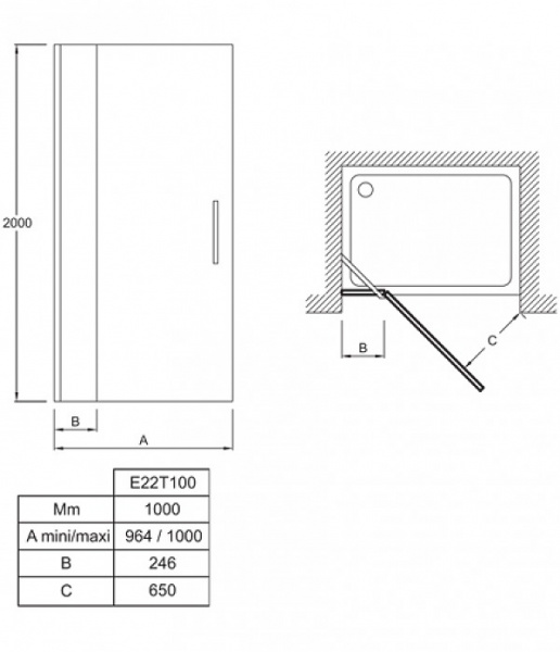 Душевая дверь Jacob Delafon Contra E22T100-GA 100 см фото
