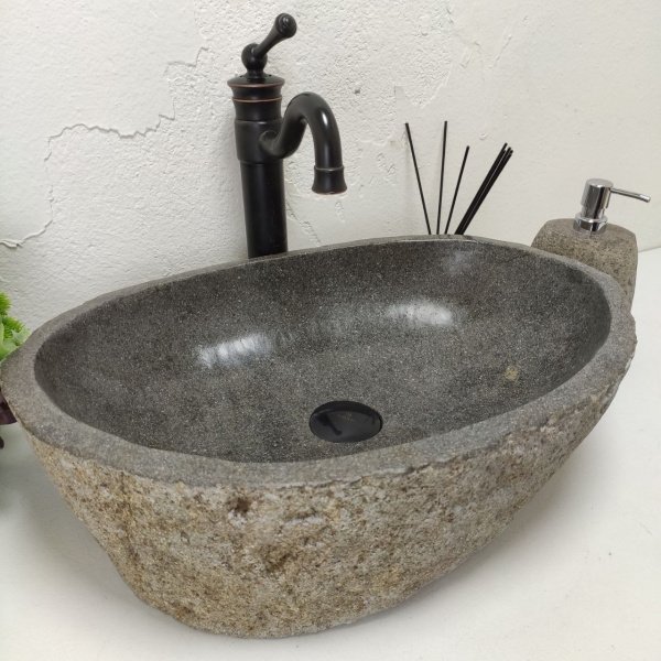 Накладная раковина из речного камня RS01456 (53*37*15) фото