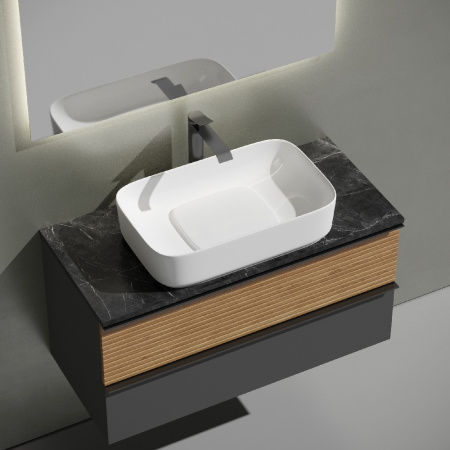 Тумба под раковину Sancos Delta DL100GR дуб красный/графит фото