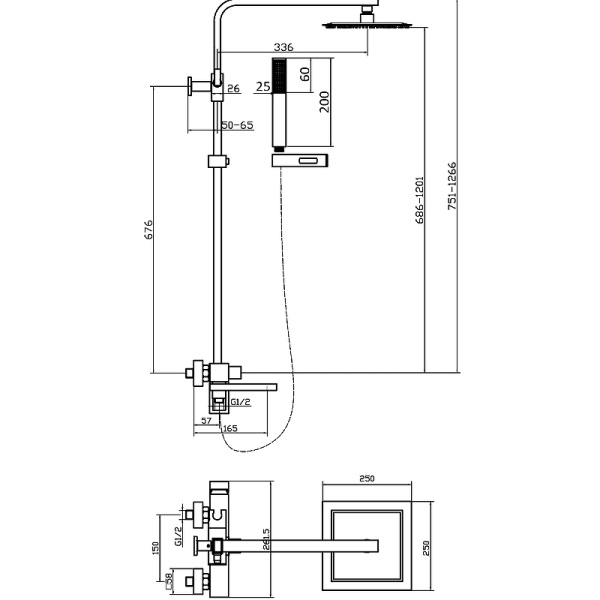 Душевая система Agger Brilliant A0393344 Черная матовая фото