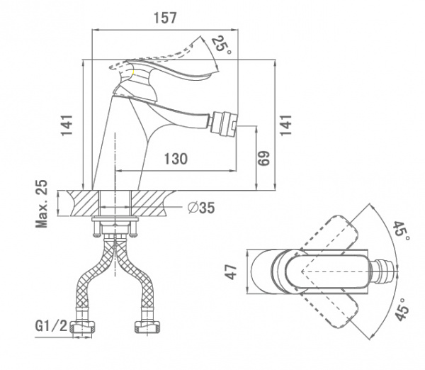 Смеситель для биде D&K Liszt Bayern DA1232201 фото
