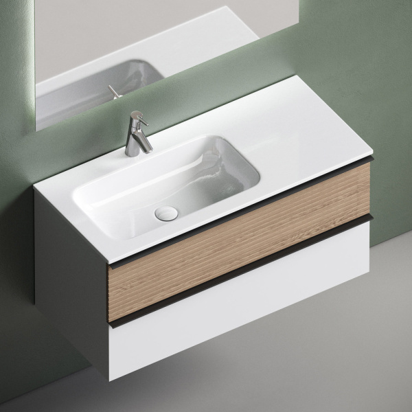 Тумба под раковину Sancos Delta DL100LW дуб светлый/белый фото