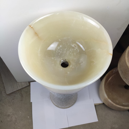 Раковина напольная из оникса Pedestal Cream/Yellow ON-0404 фото