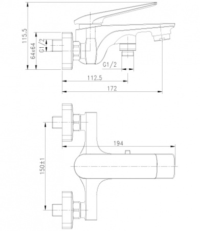 Смеситель для ванны с душем Lemark Allegro LM5914CW фото
