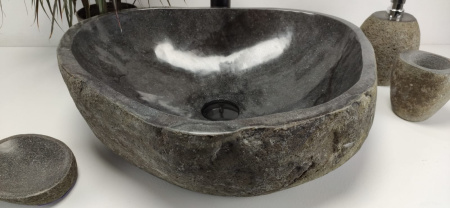 Накладная раковина из речного камня RS0847 (50*41*15) фото