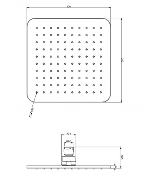 Верхний тропический душ Omnires Slimline WG220/OBL черный фото