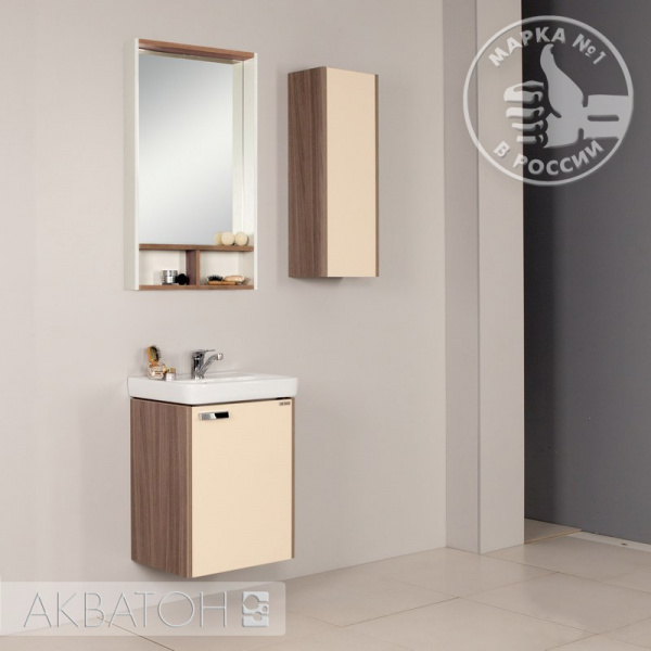 Зеркало-шкаф Акватон Йорк 50 1A170002YOAT0 бежевый/джарра фото