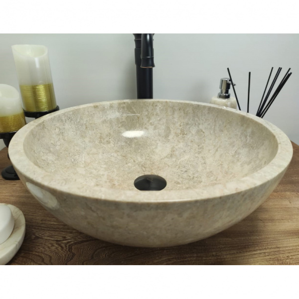 Раковина из мрамора Indo Bowl Cream Medium Tin Lip1.9 см BM-00342 фото