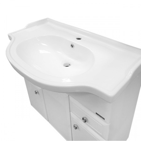 Тумба Comforty Сочи-100 белый глянец с раковиной Эльбрус-100 фото