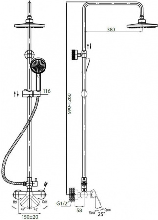 Душевая система (стойка) Cezares Laconico LACONICO-C-CD1-01-S фото