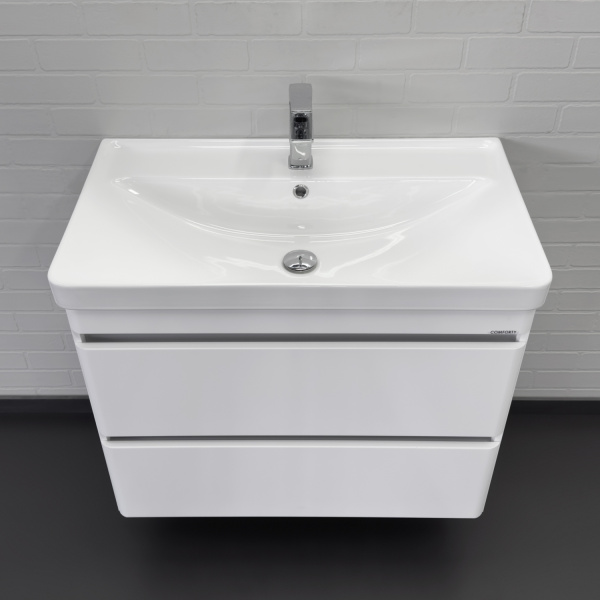Тумба с раковиной Comforty Валдай 80П2 00-00019071 белая матовая фото