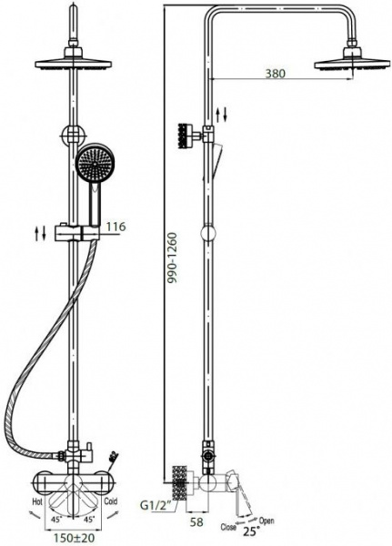 Душевая система (стойка) Cezares Laconico LACONICO-C-CD1-01-S фото