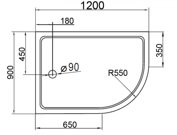 Поддон для душа Cezares Tray TRAY-A-RH-120/90-550-15-W-R 120х90 R фото