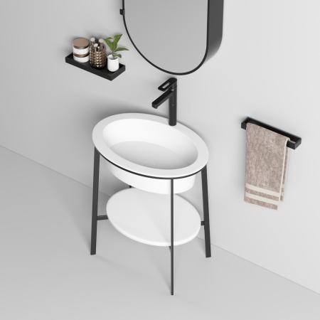 Консоль с керамической раковиной Abber Bequem AC2131MW белая матовая фото