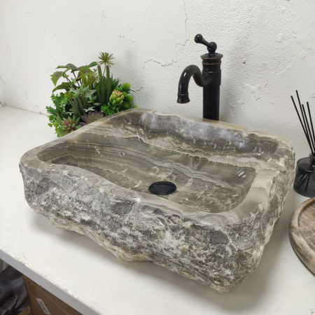 Накладная раковина из оникса Erozy Grey EO-01563 (55*45*15) фото