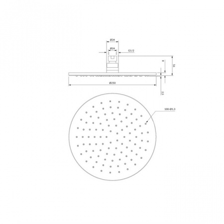 Верхний тропический душ Omnires Slimline WG125GLB золото брашированное фото