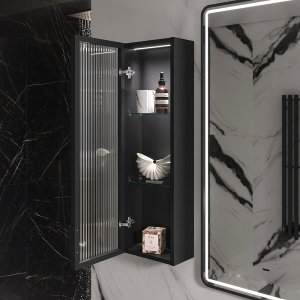 Шкаф подвесной со стеклом EQUIL Stoune sSTOUNE25.1D.R/L-35 дуб черный фото