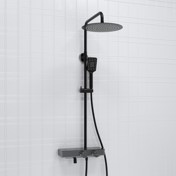 Душевая система (стойка) с термостатом WasserKRAFT Thermo A114.160.130.CB черная матовая фото