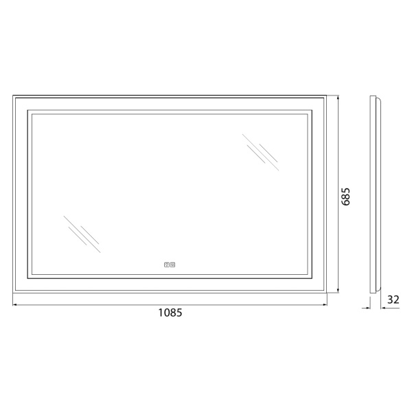 Зеркало с подсветкой, сенсорным выключателем и подогревом BelBagno SPC-KRAFT-1085-685-TCH-WARM 108x68 сатин фото