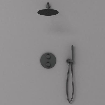 Душевая система скрытого монтажа с термостатом Vincea VSFW-101TMB черная матовая фото