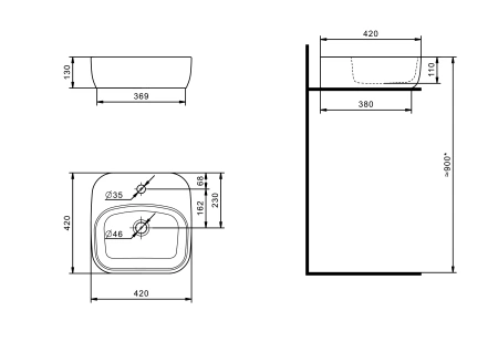 Накладная раковина Акватон Одри 42 1WH501709 42x42 фото