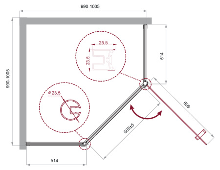 Душевой уголок BelBagno UNO-195 UNO-195-P-1-100-C-NERO фото