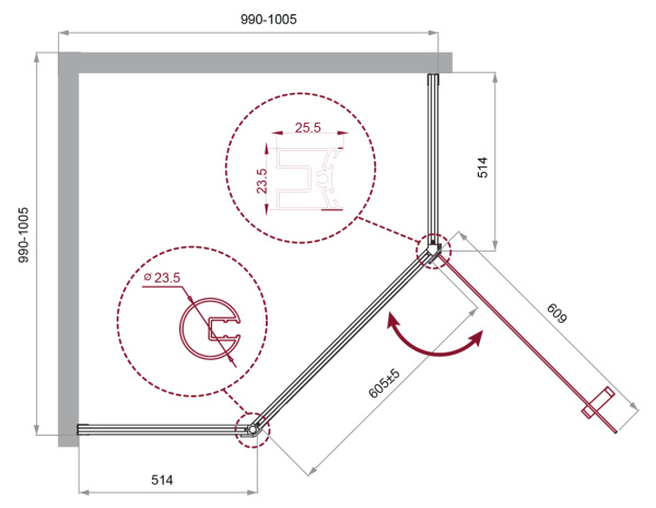 Душевой уголок BelBagno UNO-195 UNO-195-P-1-100-C-Cr фото