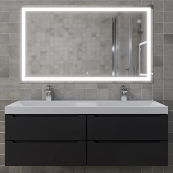 Тумба под двойную раковину Uperwood Tanos 120 2910203302 черная матовая фото