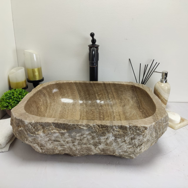 Накладная раковина из оникса Erozy Sunset Brown EO-00744 (52*41*15см) фото