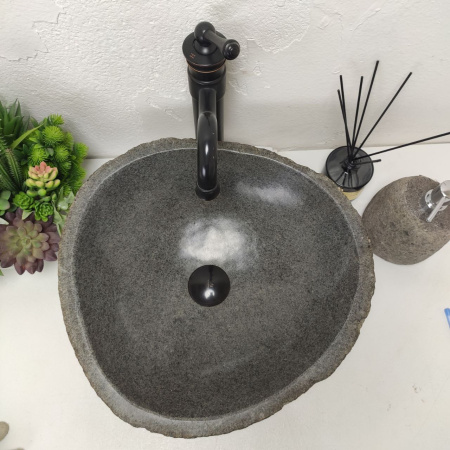 Накладная раковина из речного камня RS01531 (43*41*15) C15 фото