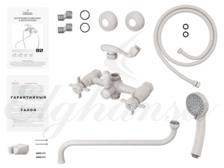 Смеситель для ванны с душем Elghansa Praktik 2702660-Stone White фото