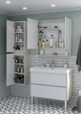 Зеркало-шкаф Акватон Сканди 85 1A252302SDB20 белый/дуб верона фото