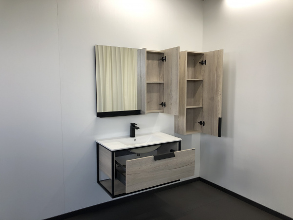 Тумба Comforty Бонн-90 с раковиной Quadro 90 дуб дымчатый фото