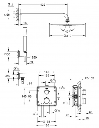 Душевая система скрытого монтажа Grohe Grohtherm 34730000 фото