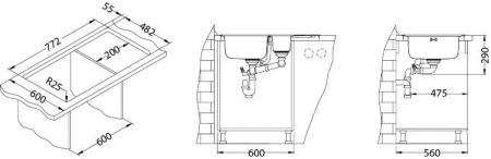 Мойка для кухни Alveus Line Maxim 70 Сатин, клапан автомат фото