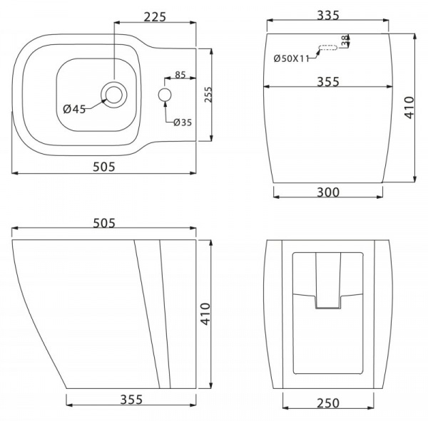 Биде напольное BelBagno Aldina BB114B фото