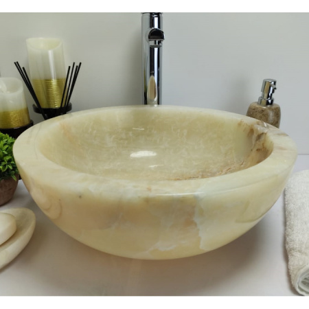 Накладная раковина из оникса Indo Bowl Yellow Small BO-00373 фото