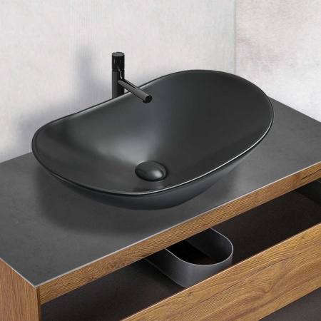 Накладная раковина Vincea VBS-508MB 72x37 черная матовая фото