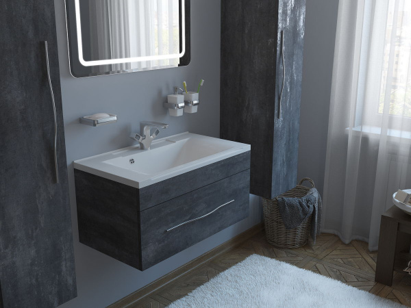 Тумба под раковину Kaksa Кристал 003993 80 см серый фото