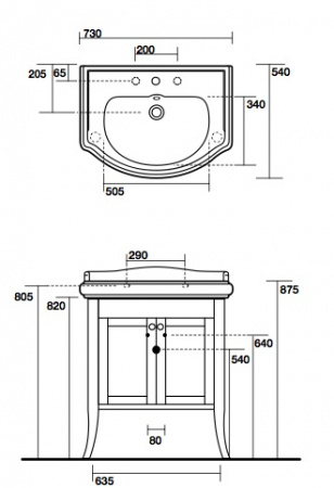 Тумба под раковину Kerasan Retro 734930 bi mat фото