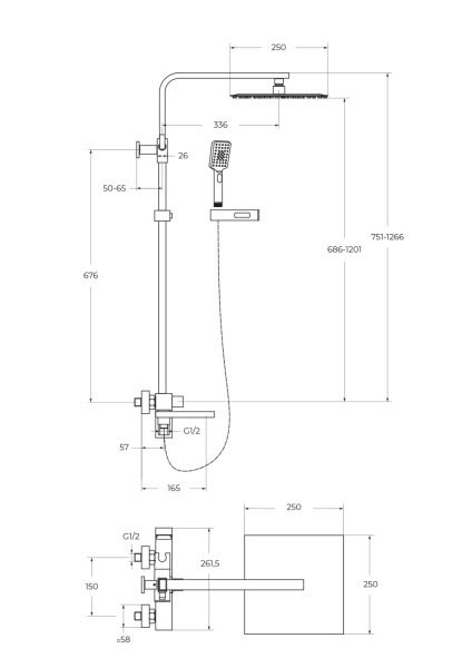 Душевая система (стойка) Belbagno Luce LUC-VSCM-CRM фото