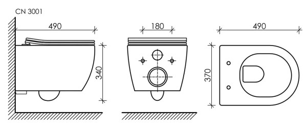 Унитаз подвесной безободковый Ceramica Nova Play Rimless CN3001MB черный матовый, с сиденьем фото