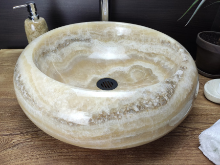 Накладная раковина из оникса Indo Donut Yellow Medium DO-000165 фото