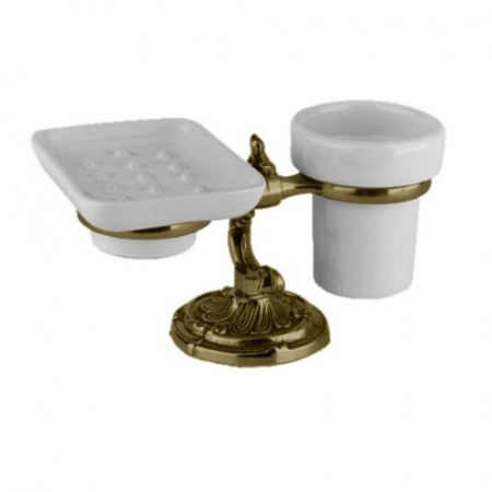 Стакан для зубных щеток и мыльница настольные Art&Max Barocco AM-1789-Br бронза фото
